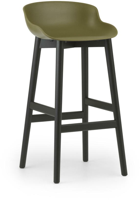 Tabouret de bar en chêne vernis noir et pp olive 75 cm Hyg - Normann Copenhagen - The Cool Republic