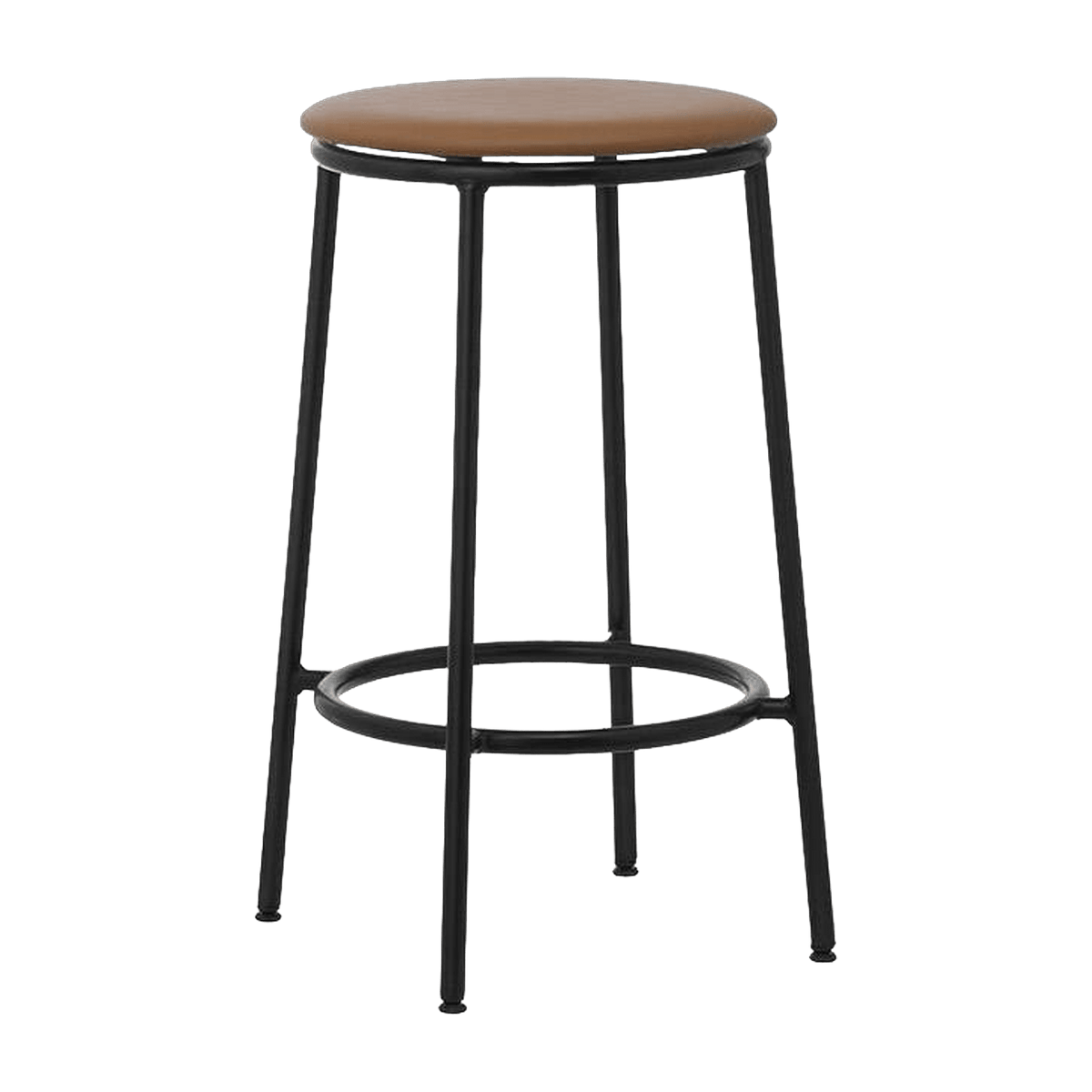 Tabouret de bar en cuir marron et acier noir 65 cm Circa Ultra Leather Brandy Ultra 41574 - Normann Copenhagen - The Cool Republic