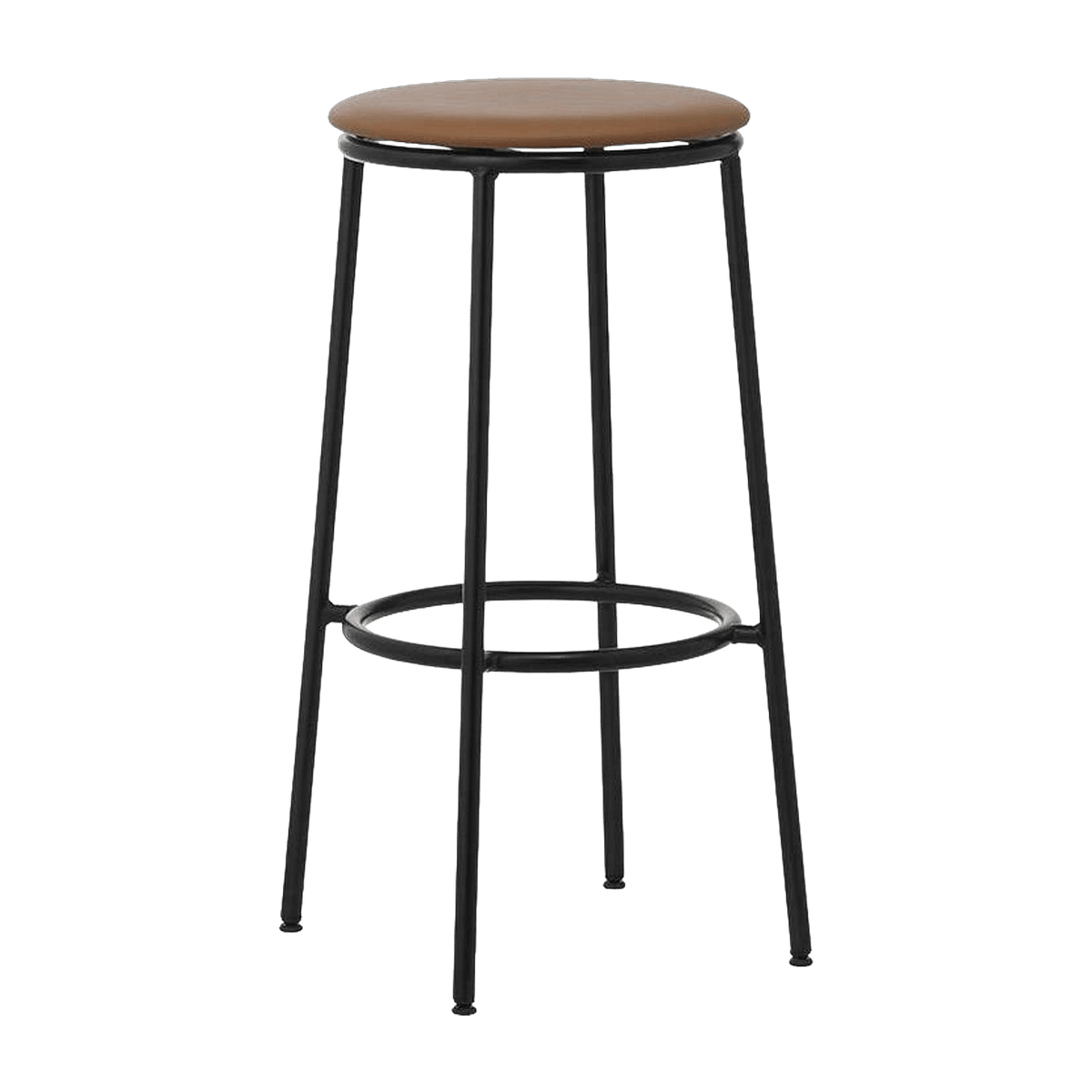 Tabouret de bar en cuir marron et acier noir 75 cm Circa Ultra Leather Brandy Ultra 41574 - Normann Copenhagen - The Cool Republic