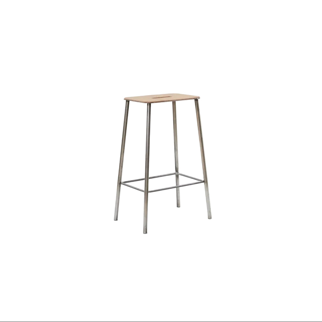 Tabouret de bar en cuir naturel et acier brut 76 cm Adam - Frama - The Cool Republic