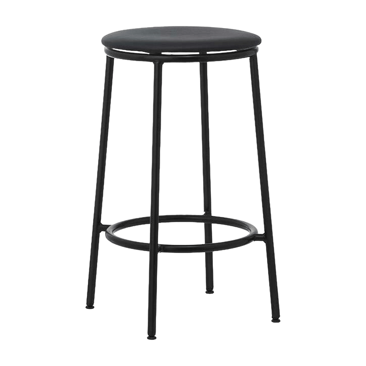 Tabouret de bar en cuir noir et acier noir 65 cm Circa Ultra Leather noir Ultra 41599 - Normann Copenhagen - The Cool Republic