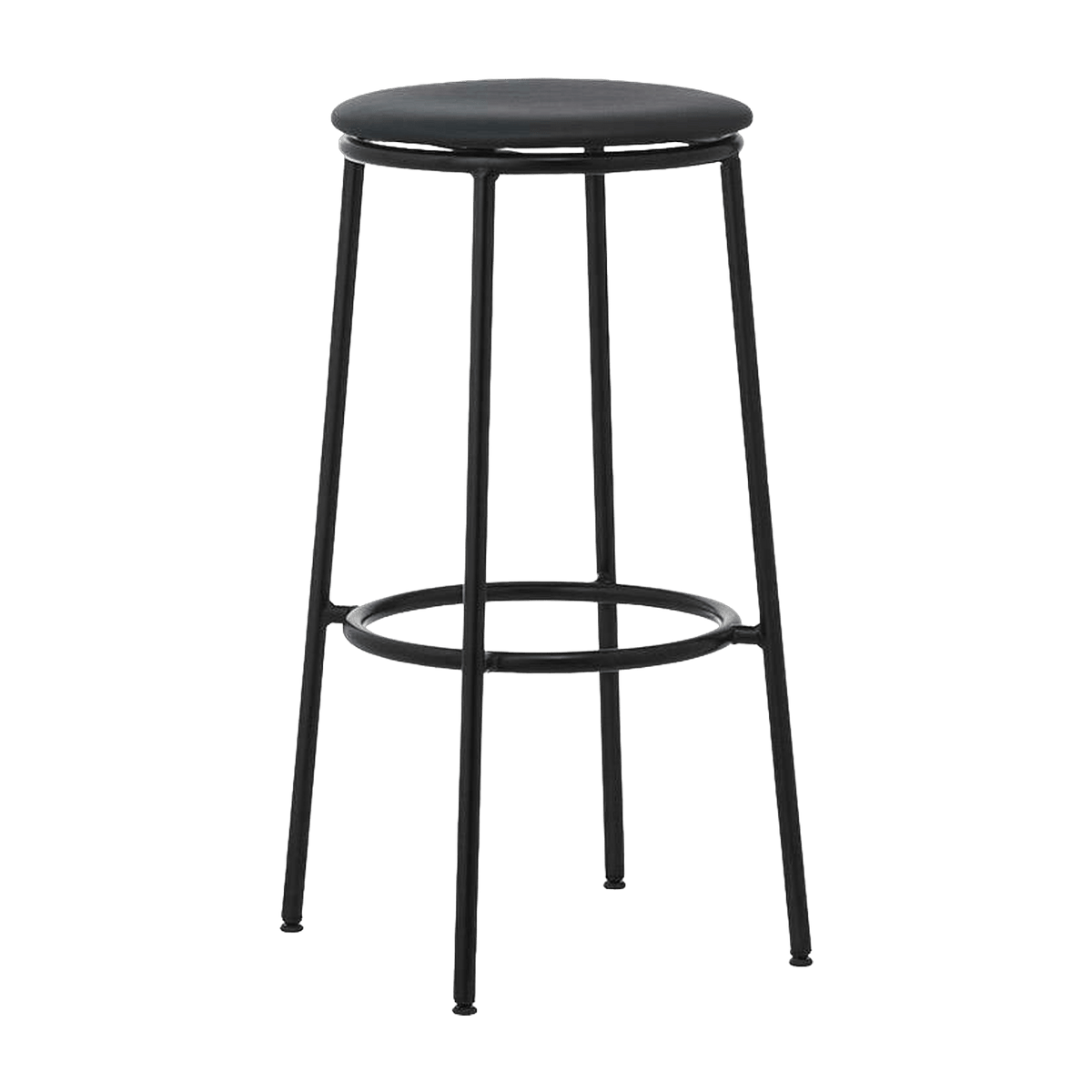 Tabouret de bar en cuir noir et acier noir 75 cm Circa Ultra Leather noir Ultra 41599 - Normann Copenhagen - The Cool Republic