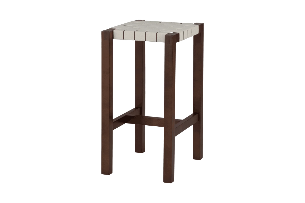 Tabouret de bar en hêtre et coton marron foncé 43x35x68cm Toli - Noo.ma - The Cool Republic