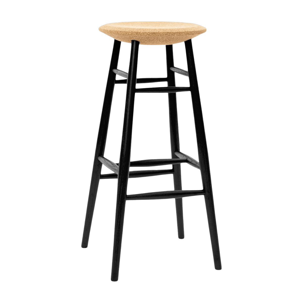 Tabouret de bar en liège clair et bois noir Drifted - Hem - The Cool Republic