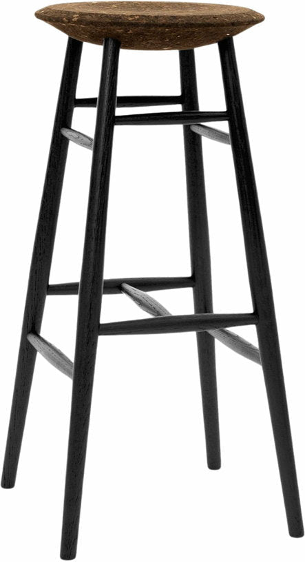 Tabouret de bar en liège foncé et bois noir Drifted - Hem - The Cool Republic
