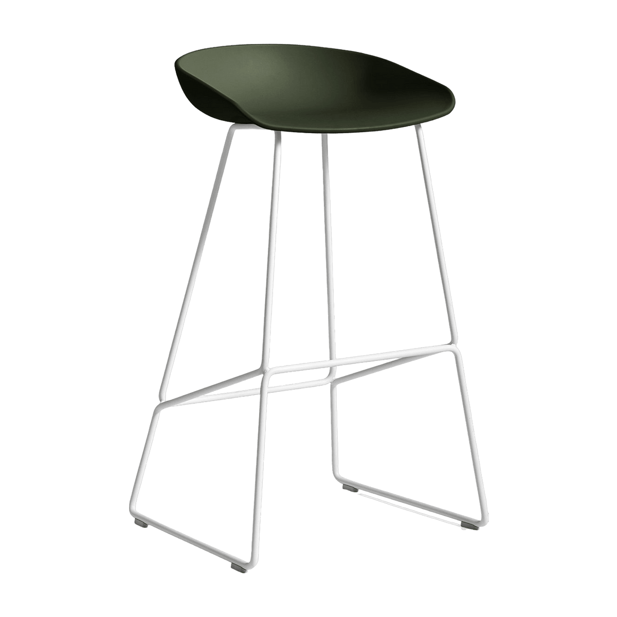 Tabouret de bar en métal vert et piétement blanc 74 cm AAS 38 - Hay - The Cool Republic
