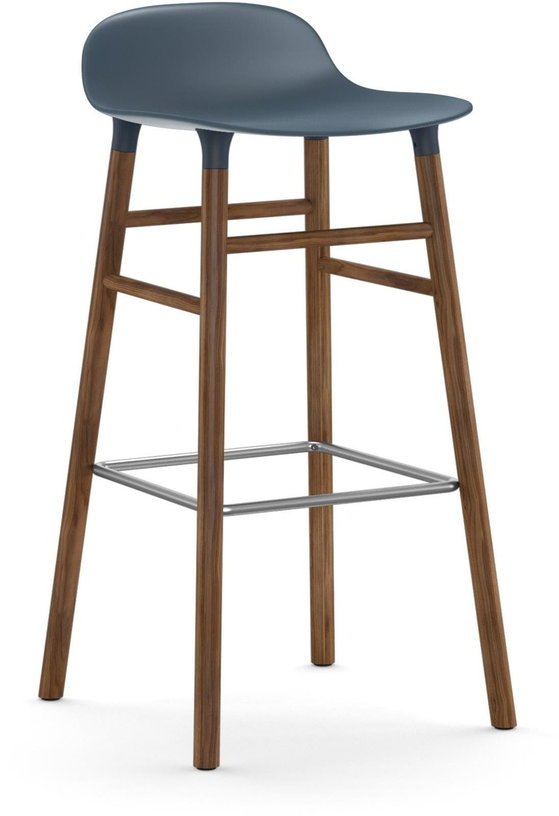 Tabouret de bar en noyer naturel et pp bleu 75 cm Form - Normann Copenhagen - The Cool Republic