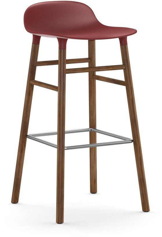 Tabouret de bar en noyer naturel et pp rouge 75 cm Form - Normann Copenhagen - The Cool Republic