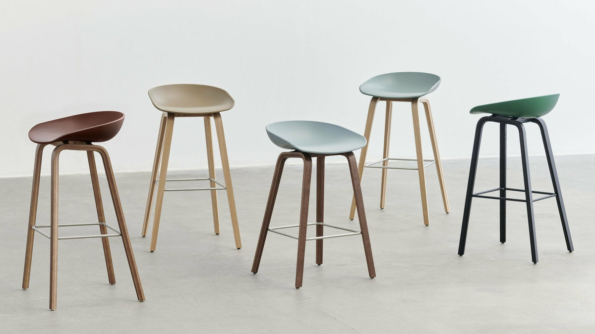Bar stool in recycled plastic clay and oak legs 75 cm AAS 32 2. 0 - HAY - The Cool Republic