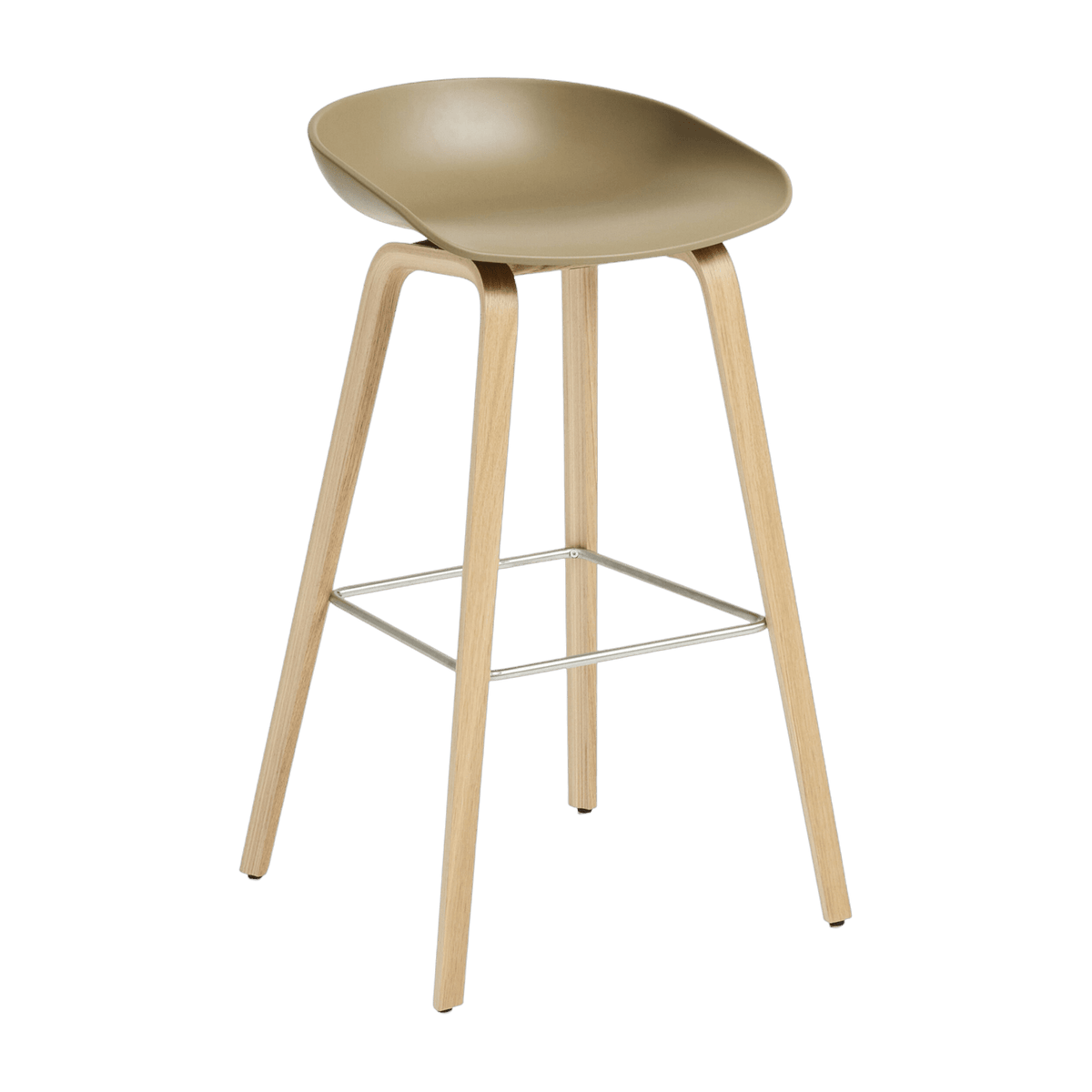 Tabouret de bar en plastique recyclé argile et pieds en chêne 75 cm AAS 32 2.0 - HAY - The Cool Republic