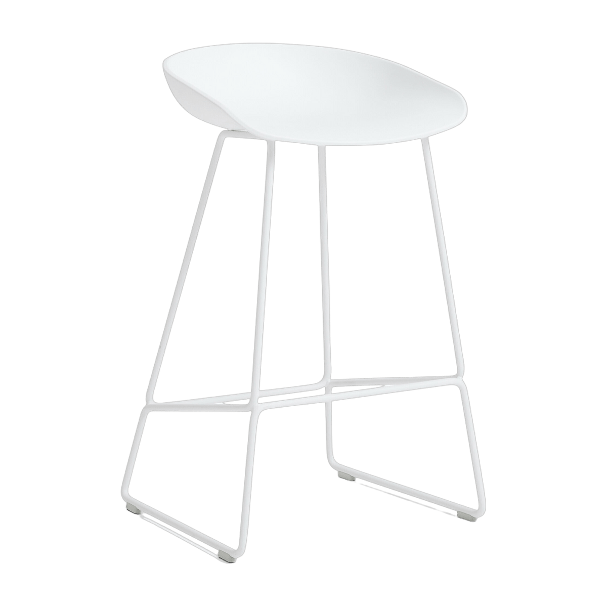 Tabouret de bar en plastique recyclé blanc et pieds en acier blanc 65 cm AAS 38 2.0 - HAY - The Cool Republic