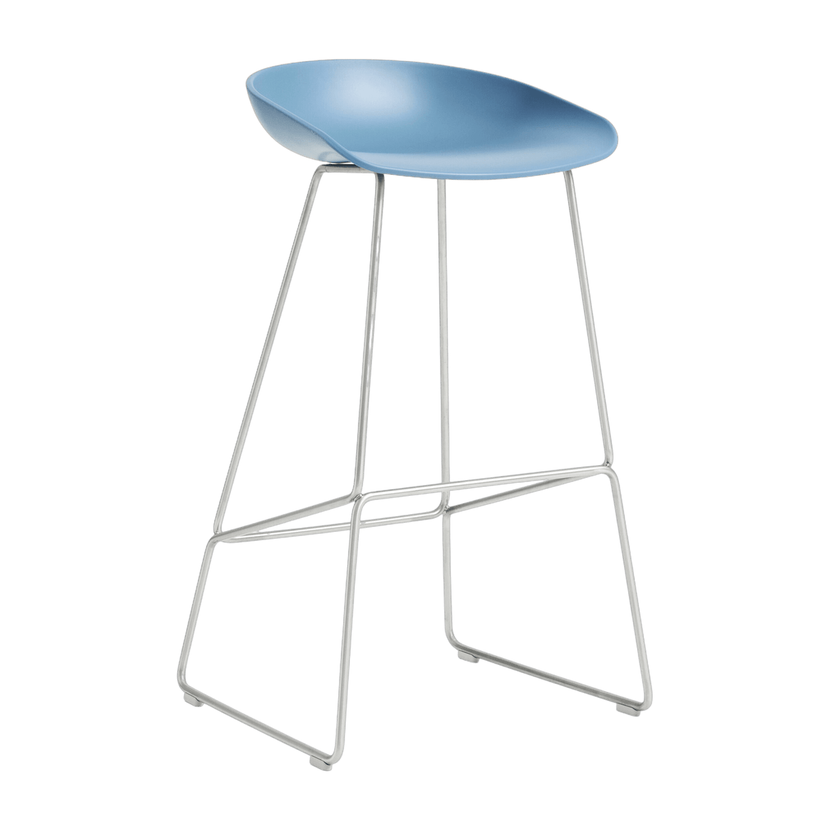 Tabouret de bar en plastique recyclé bleu azure et pieds en acier 75 cm AAS 38 2.0 - HAY - The Cool Republic