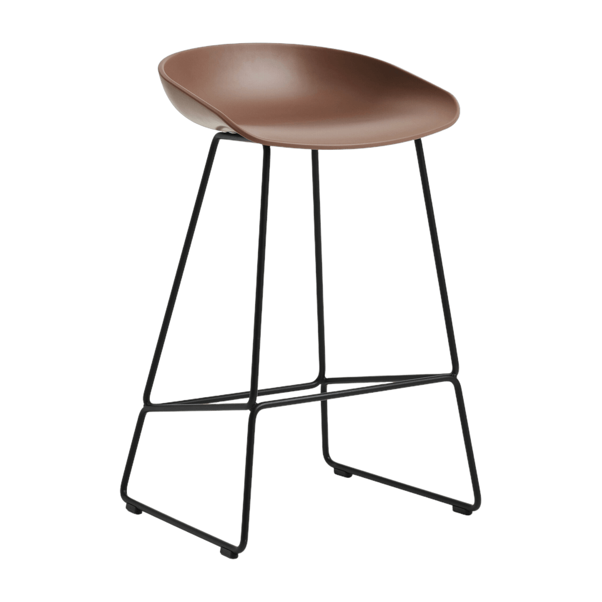 Tabouret de bar en plastique recyclé brique et pieds en acier noir 65 cm AAS 38 2.0 - HAY - The Cool Republic