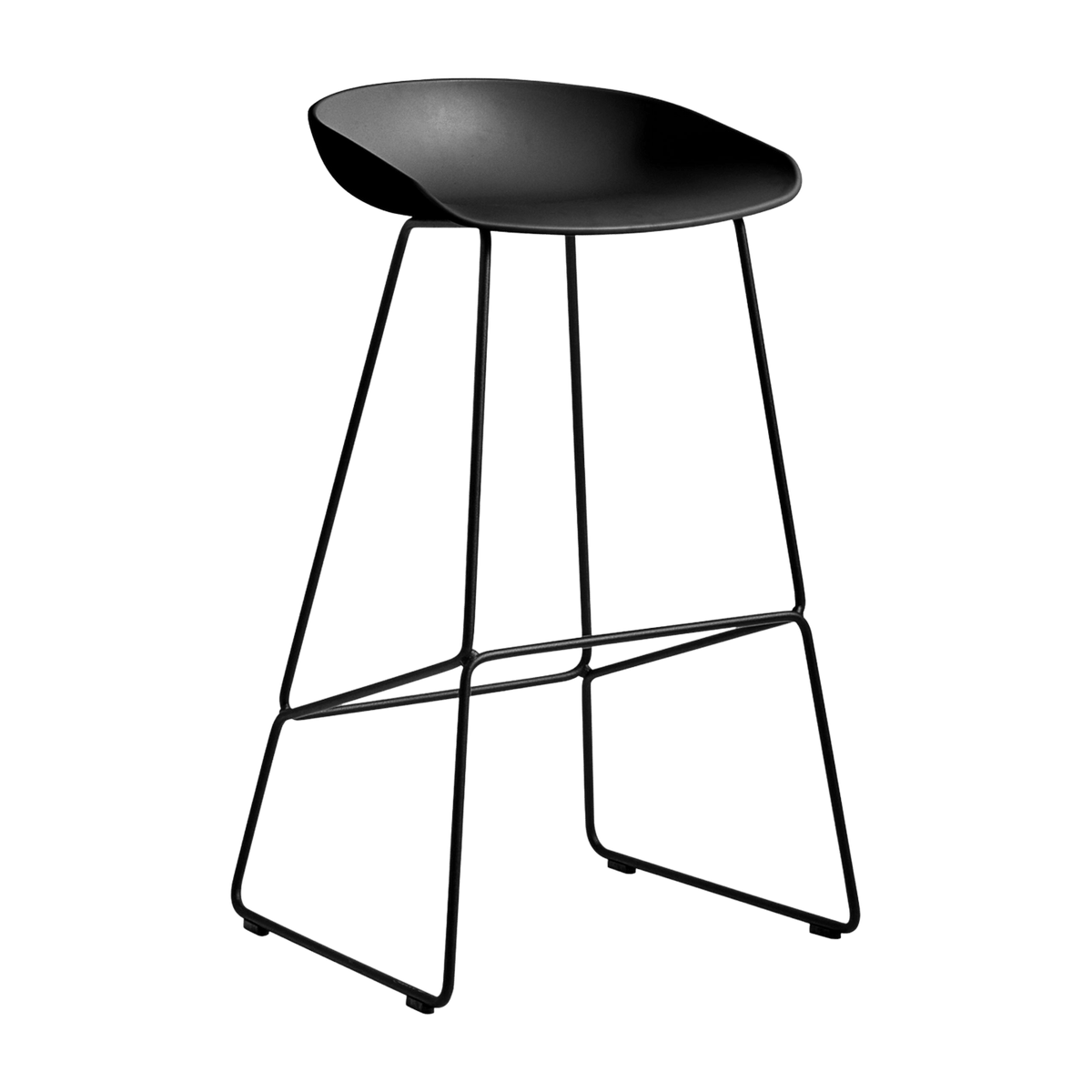 Tabouret de bar en plastique recyclé noir et pieds en acier noir 75 cm AAS 38 2.0 - HAY - The Cool Republic