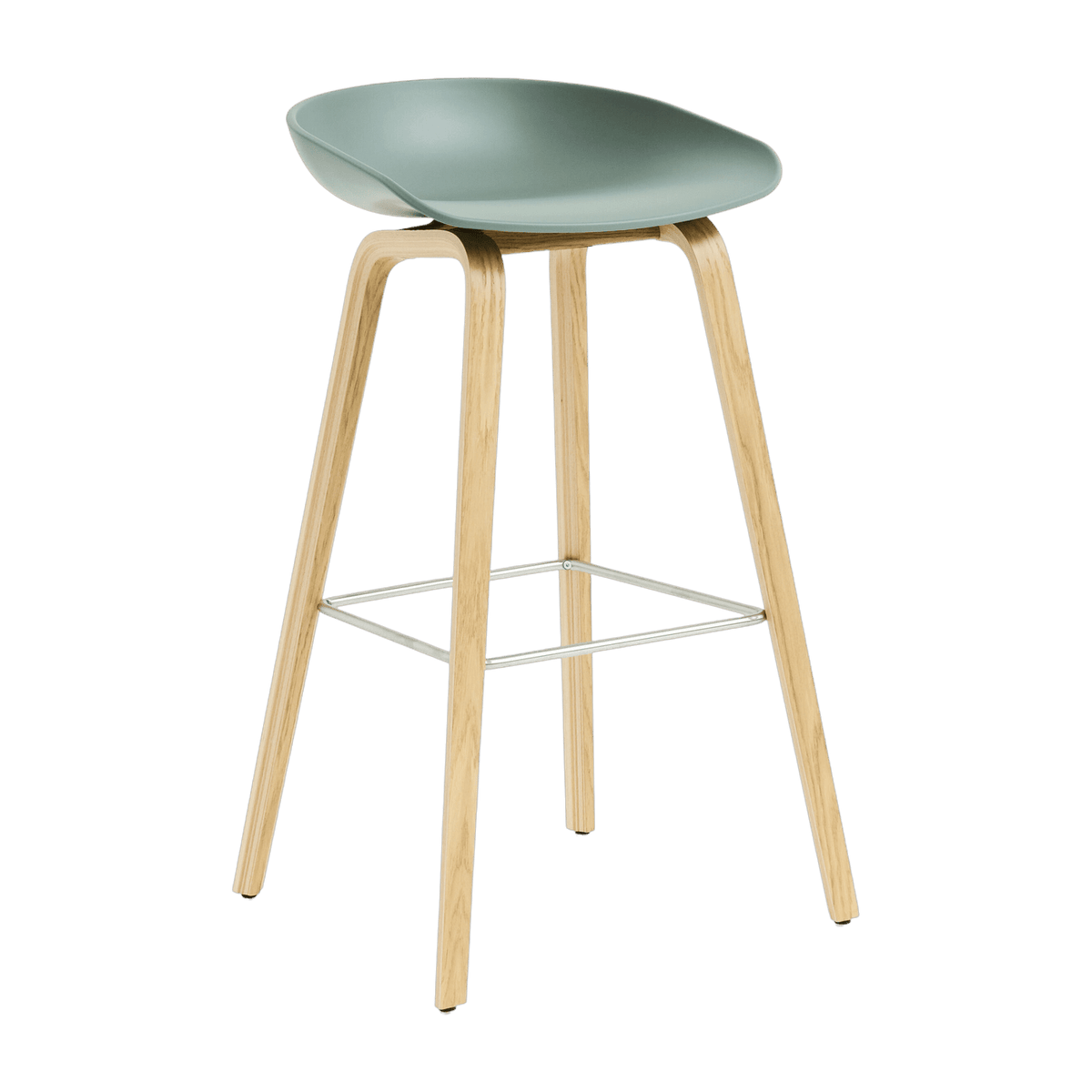 Tabouret de bar en plastique recyclé vert automne et pieds en chêne 75 cm AAS 32 2.0 - HAY - The Cool Republic
