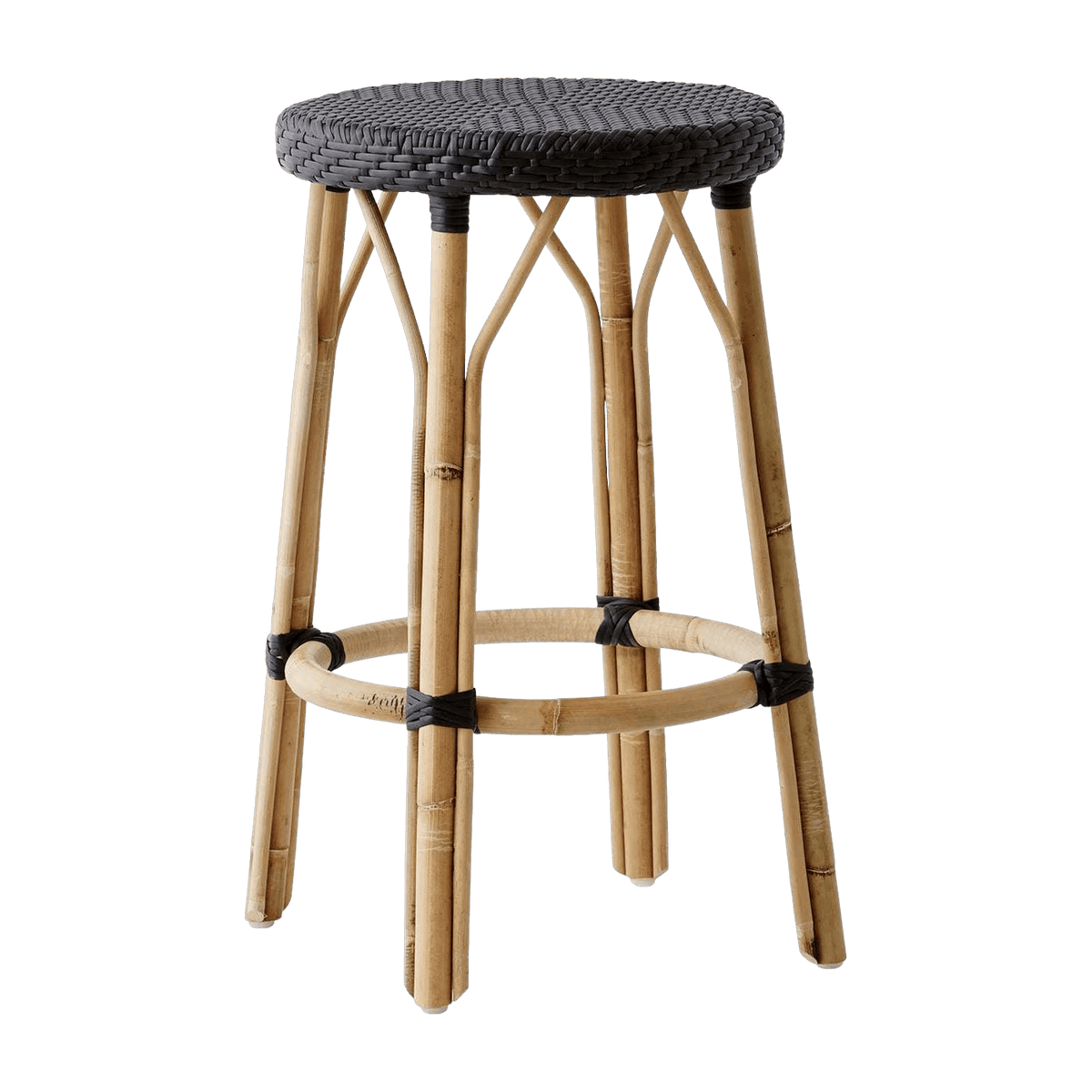 Tabouret de bar en rotin noir 78 cm Simone - Sika Design - The Cool Republic
