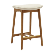 Tabouret de bar en tissu bouclé crème et frêne foncé 65 cm Série 200-190 - 366 Concept - The Cool Republic