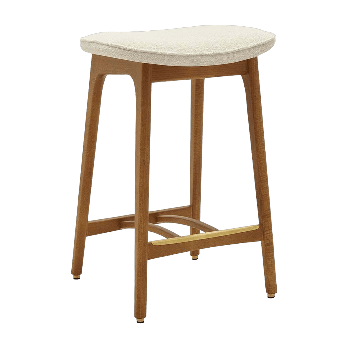 Tabouret de bar en tissu bouclé crème et frêne foncé 65 cm Série 200-190 - 366 Concept - The Cool Republic