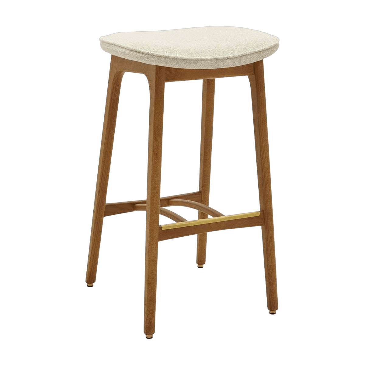 Tabouret de bar en tissu bouclé crème et frêne foncé 75 cm Série 200-190 - 366 Concept - The Cool Republic
