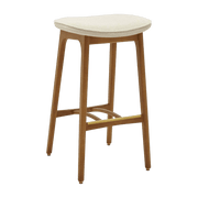 Tabouret de bar en tissu bouclé crème et frêne foncé 75 cm Série 200-190 - 366 Concept - The Cool Republic