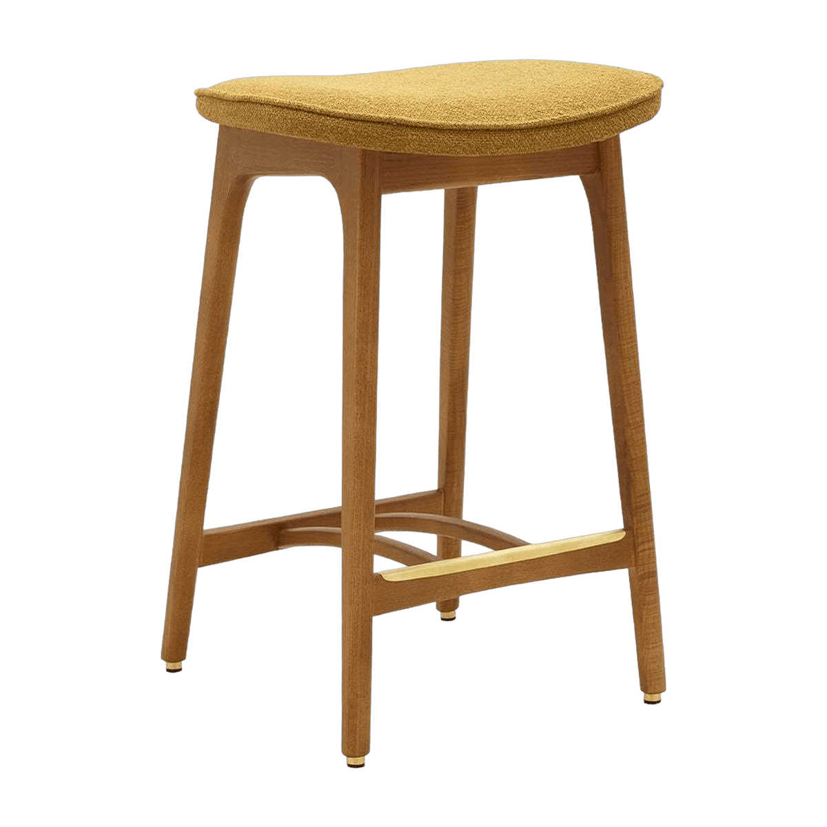 Tabouret de bar en tissu bouclé moutarde et frêne foncé 65 cm Série 200-190 - 366 Concept - The Cool Republic