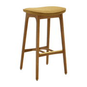 Tabouret de bar en tissu bouclé moutarde et frêne foncé 75 cm Série 200-190 - 366 Concept - The Cool Republic