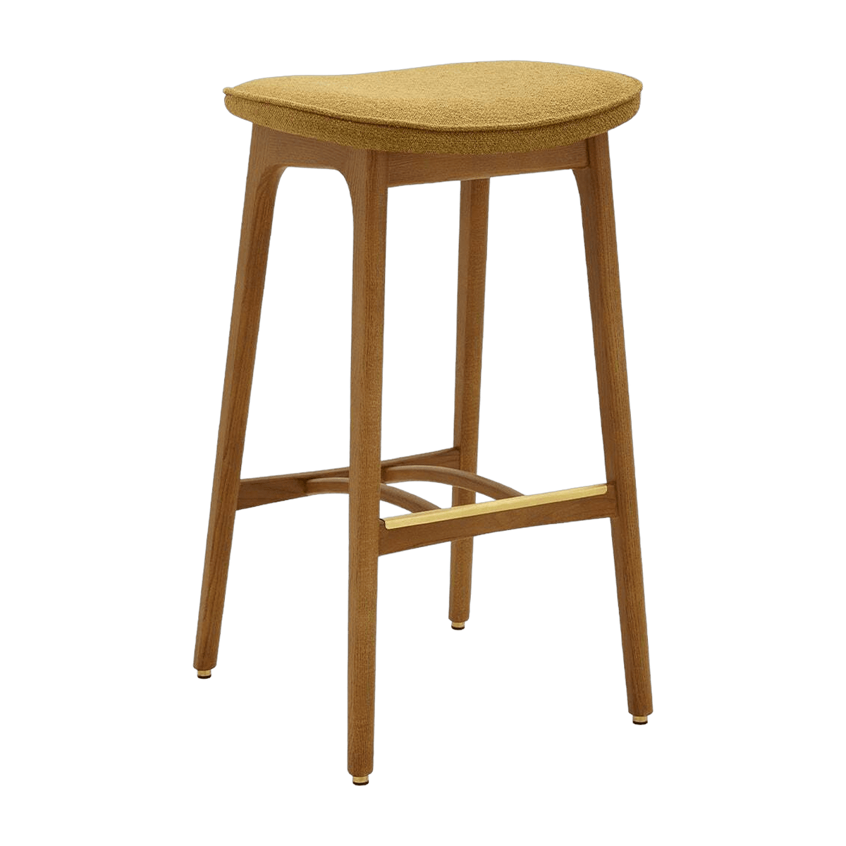 Tabouret de bar en tissu bouclé moutarde et frêne foncé 75 cm Série 200-190 - 366 Concept - The Cool Republic
