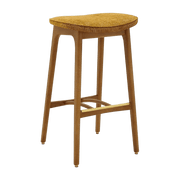 Tabouret de bar en tissu marbre moutarde et frêne foncé 75 cm Série 200-190 - 366 Concept - The Cool Republic