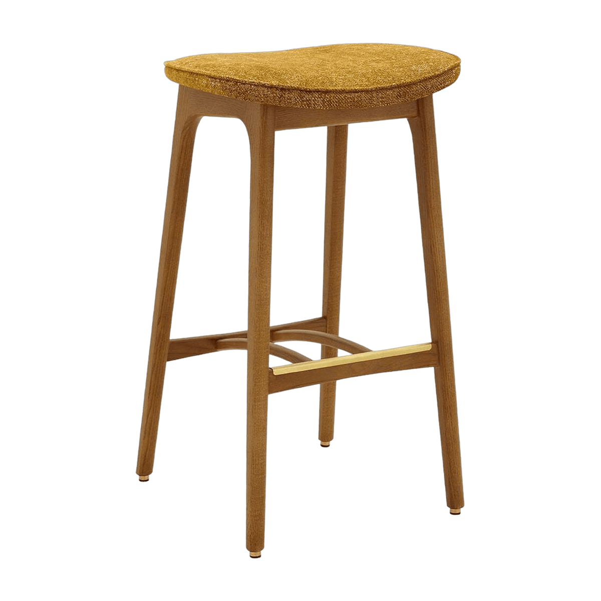 Tabouret de bar en tissu marbre moutarde et frêne foncé 75 cm Série 200-190 - 366 Concept - The Cool Republic