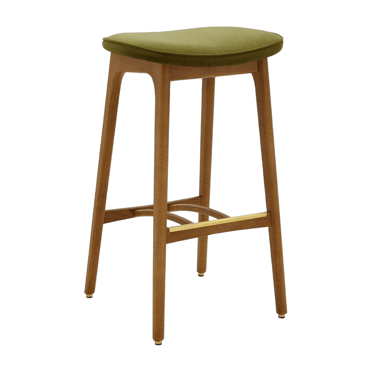 Tabouret de bar en velours brillant moutarde et frêne foncé 75 cm Série 200-190 - 366 Concept - The Cool Republic