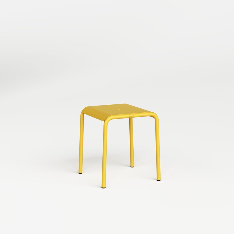 Tabouret de jardin en acier thermolaqué inoxydable jaune 42x40x45cm Panorama - TIPTOE - The Cool Republic