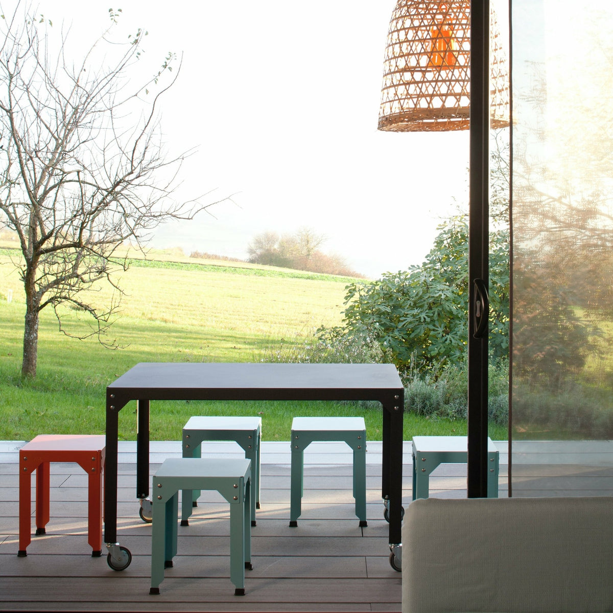 Tabouret en acier galvanisé sable 45 cm Hegoa - Matière Grise - The Cool Republic