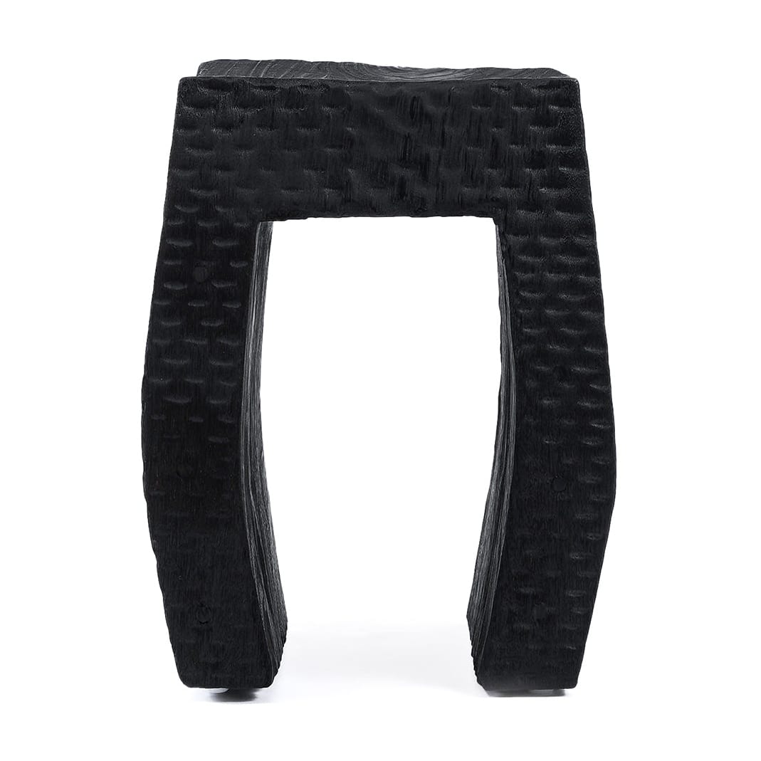 Tabouret en bois de suar massif noir 38x38x47cm Montano - Bazar Bizar - The Cool Republic