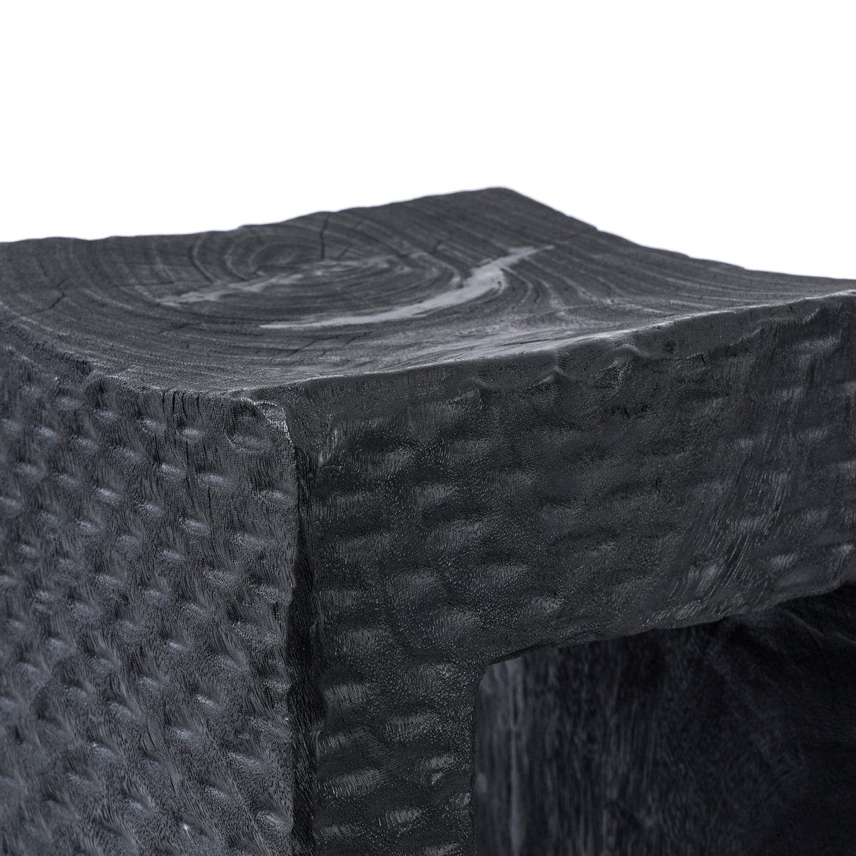 Tabouret en bois de suar massif noir 38x38x47cm Montano - Bazar Bizar — vue 10