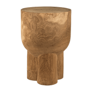 Tabouret en bois sculpté à la main cognac 30x40cm Pile - Pols Potten - The Cool Republic