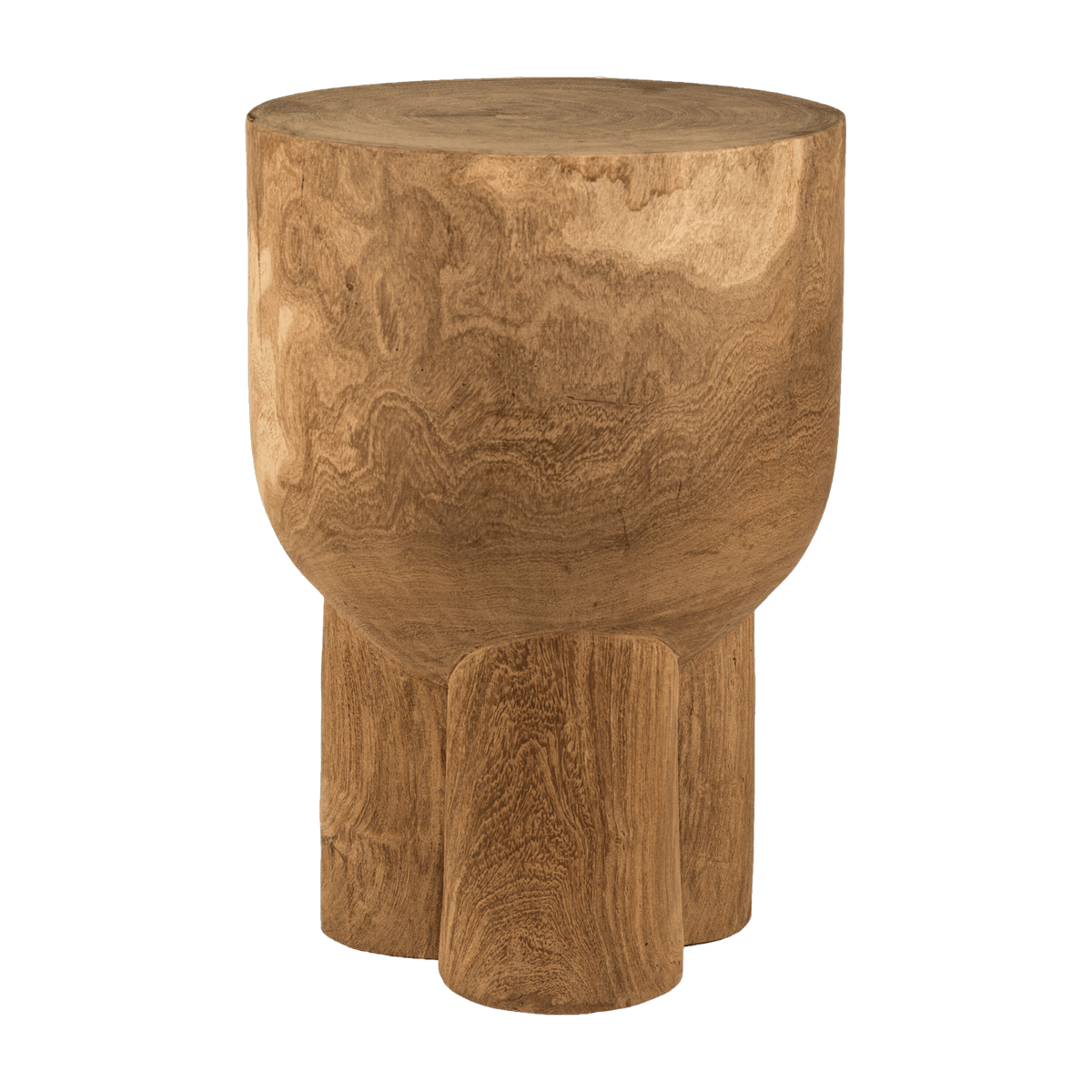 Tabouret en bois sculpté à la main cognac 30x40cm Pile - Pols Potten - The Cool Republic