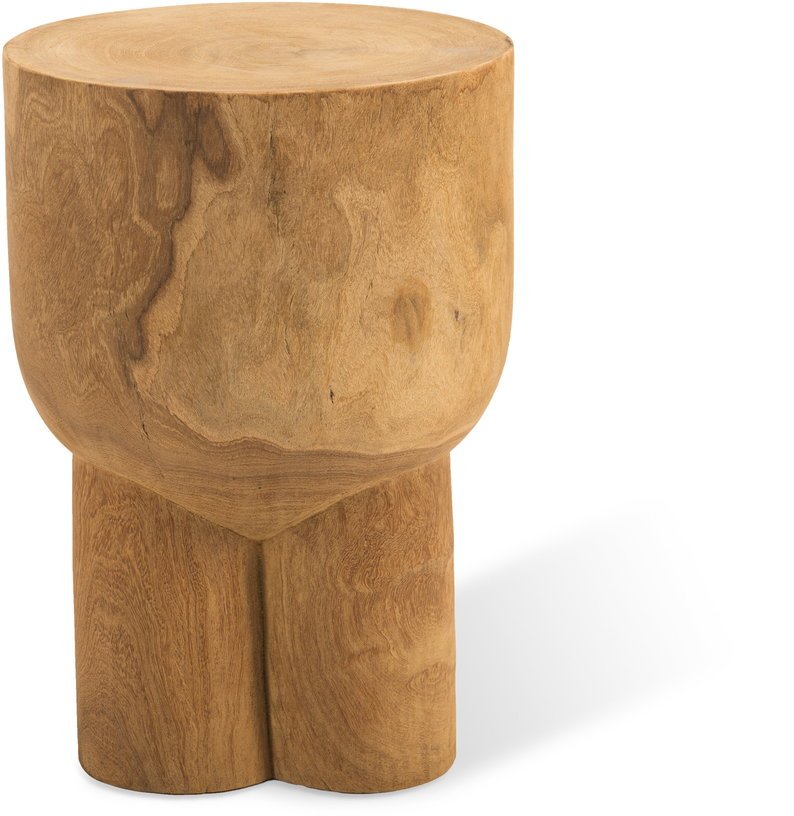Tabouret en bois sculpté à la main cognac 30x40cm Pile - Pols Potten - The Cool Republic