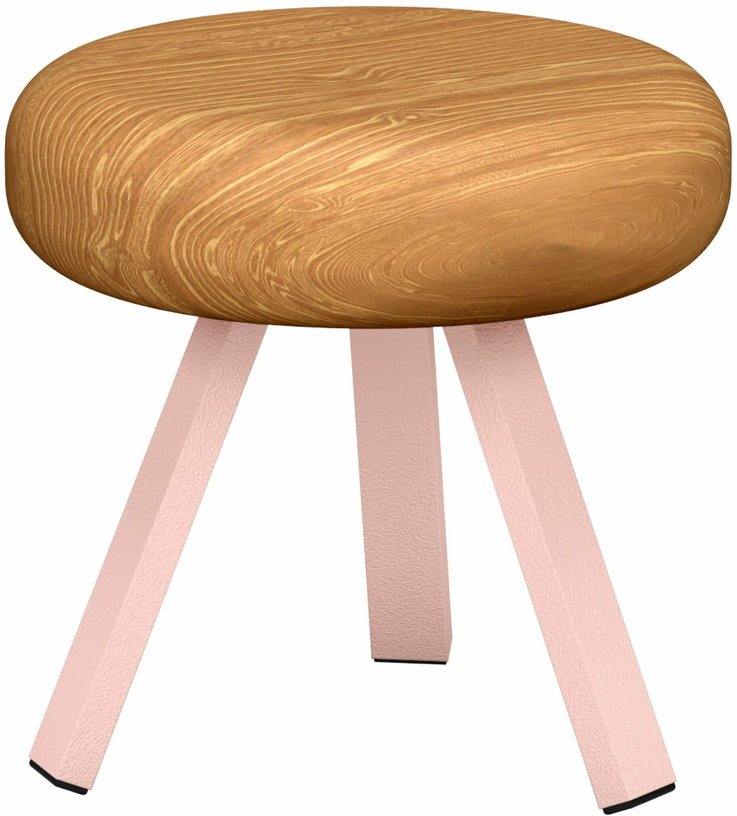 Tabouret en chêne et acier baby pink 35 cm Smack - Matière Grise - The Cool Republic