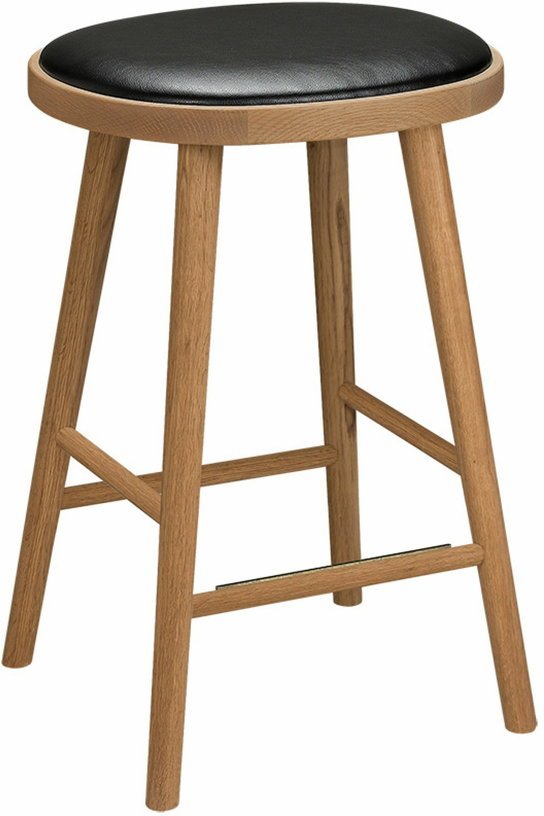 Tabouret en chêne huilé et coussin en cuir reconstitué noir 63 cm Colibri - Hans k - The Cool Republic