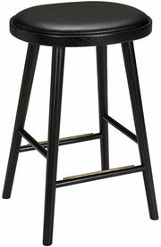 Tabouret en chêne noir et coussin en cuir reconstitué noir 63 cm Colibri - Hans k - The Cool Republic