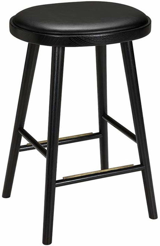 Tabouret en chêne noir et coussin en cuir reconstitué noir 63 cm Colibri - Hans k - The Cool Republic