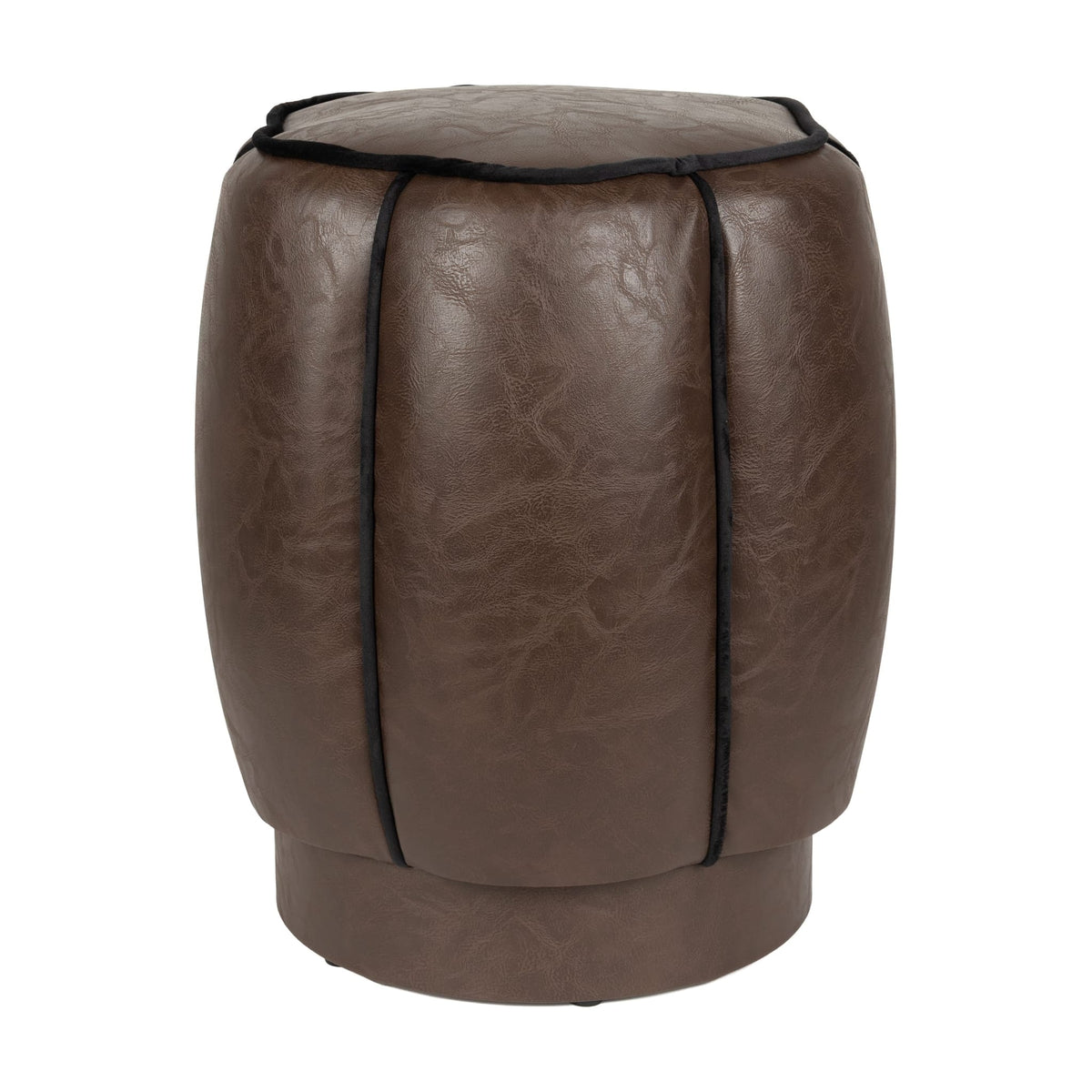 Tabouret en cuir marron foncé 40x46cm Donna - Dutchbone
