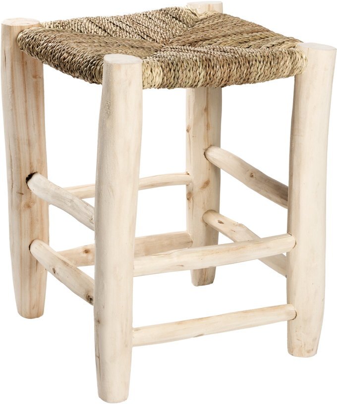 Tabouret en feuille de palmiers et bois brut - Cosydar - The Cool Republic