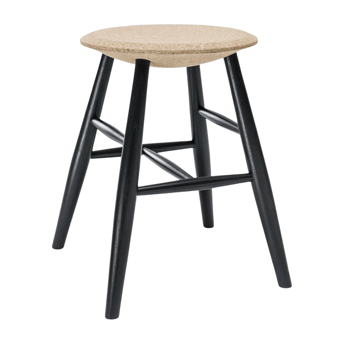 Tabouret en liège clair et bois noir Drifted - Hem - The Cool Republic