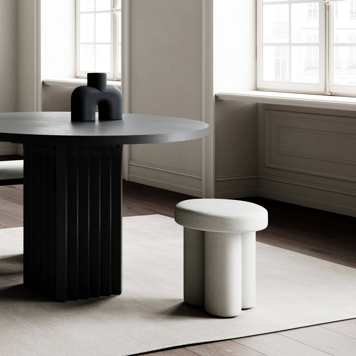 White linen stool Big Foot - 101 Copenhagen - The Cool Republic