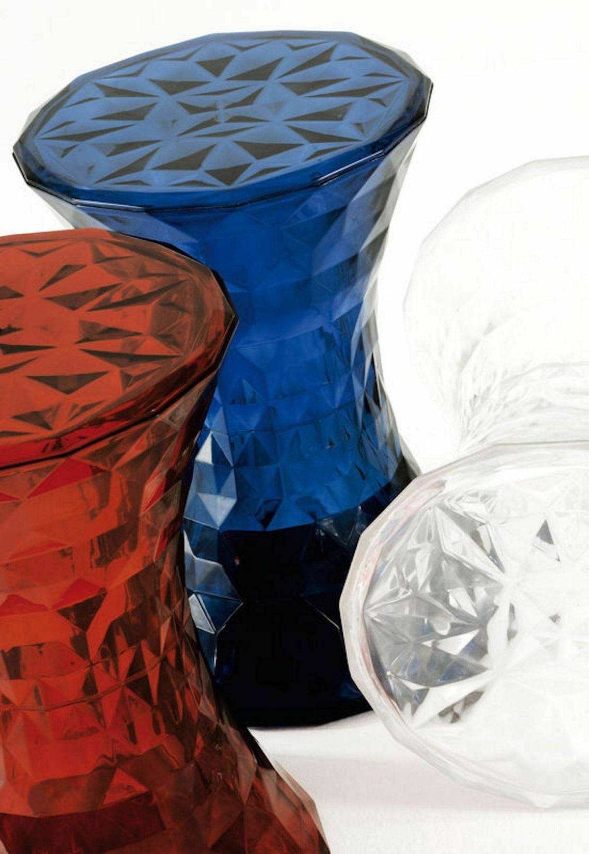 Crystal polycarbonate stool 45 x 30 cm Stone - Kartell - The Cool Republic