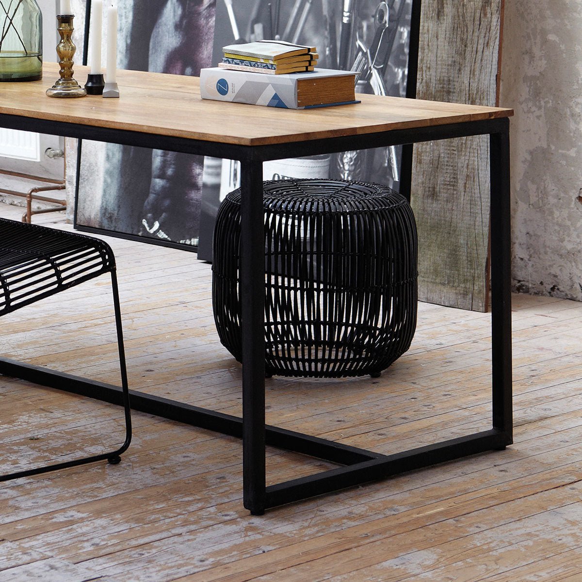 Tabouret en rotin noir - House doctor - The Cool Republic