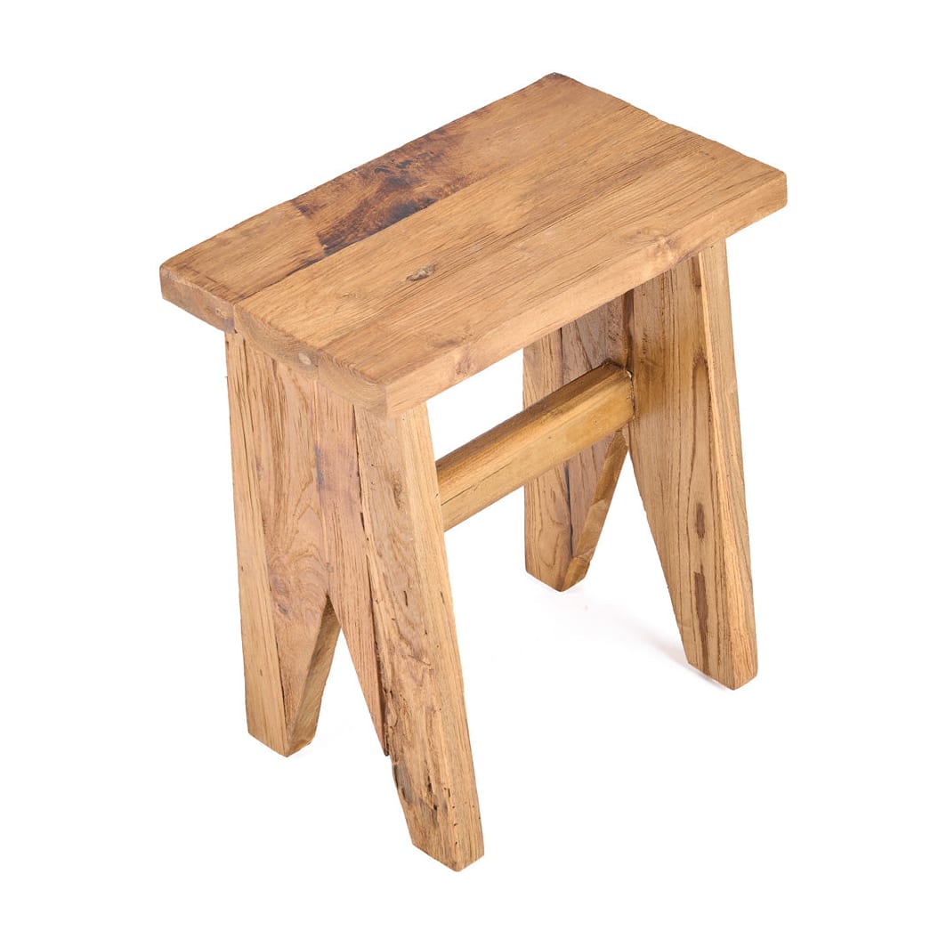 Tabouret en teck massif naturel marron 40x25x45cm Siku - Bazar Bizar — vue 6