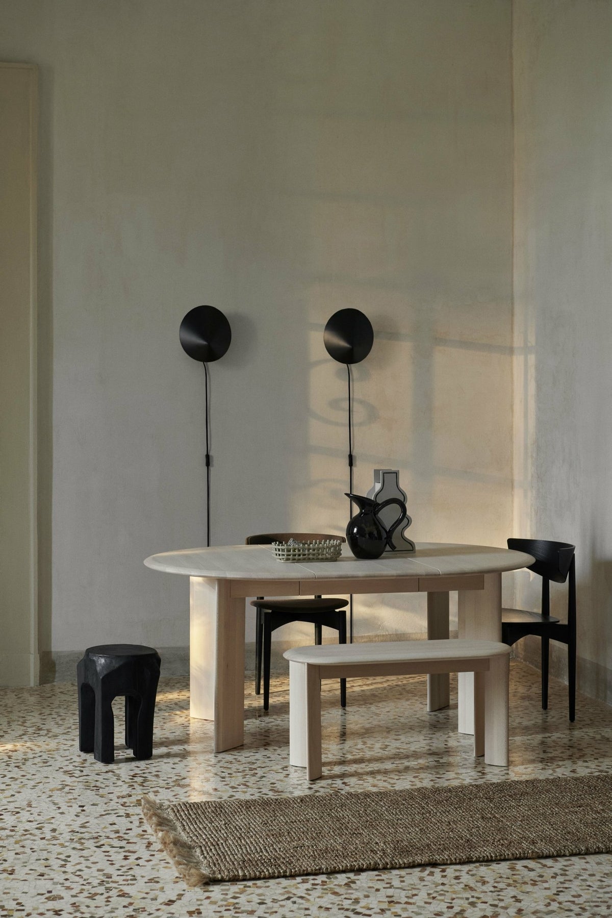 Tabouret en teck noir 40 x 32 cm Root - Ferm Living - The Cool Republic