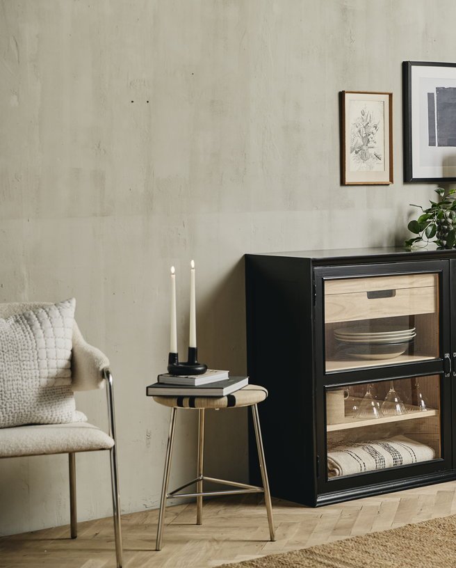 Tabouret en tissage du jute fer et acier 53cm Morice - Nordal - The Cool Republic